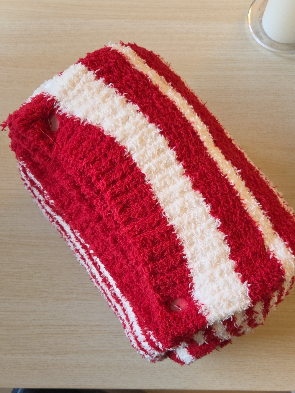 Cozy Red & White Striped Fuzzy Blanket